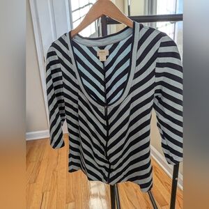 Urban Outfitters Maeve Black and Blue Chevron Zip Down Shirt